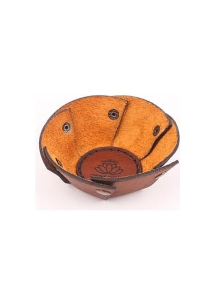 Deri El Yapımı Deri Kahverengi Çerez Kasesi-1 Adet