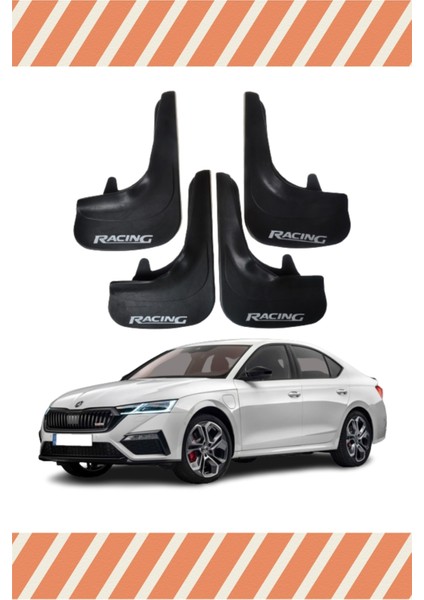 Skoda Octavia Racing Yazılı 4'lü Tozluk Çamurluk Paçalık