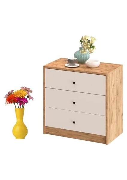 SFR103 Ceviz-Beyaz 3 Çekmeceli Şifonyer fiyatları