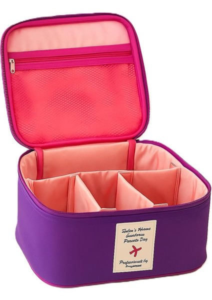 Seyahat Tipi Bölmeli Makyaj Kozmetik Çantası Organizer (Mor) modelleri