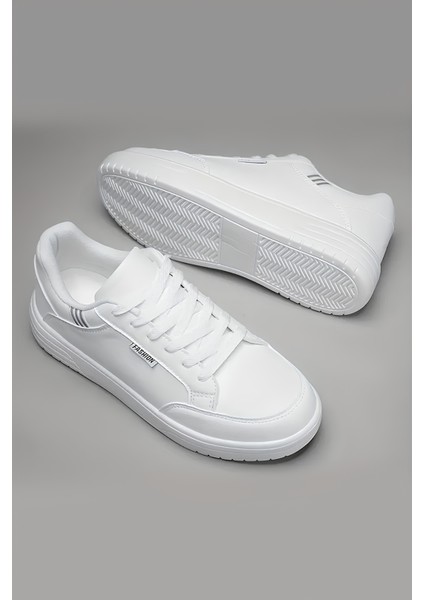 Erkek Beyaz Kalın Taban Spor Ayakkabı - Günlük Rahat Sneaker Modeli modelleri