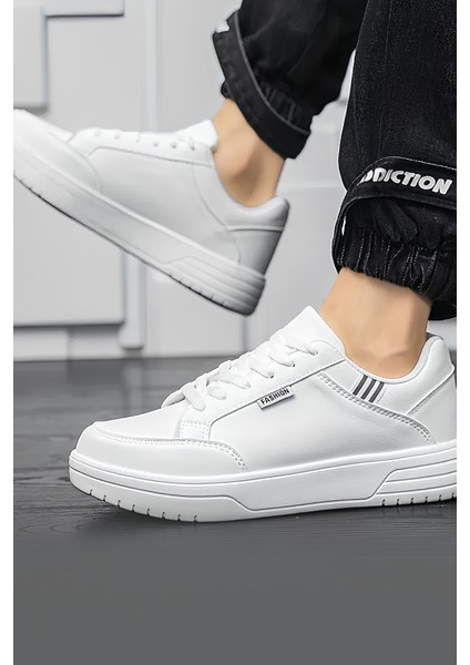 Erkek Beyaz Kalın Taban Spor Ayakkabı - Günlük Rahat Sneaker Modeli fırsatları
