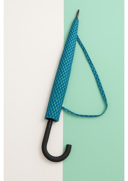 Yeşil Desenli Dayanıklı 12 Telli Kırılmaz Rüzgar Dirençli Şemsiye