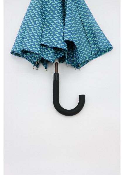 Yeşil Desenli Dayanıklı 12 Telli Kırılmaz Rüzgar Dirençli Şemsiye