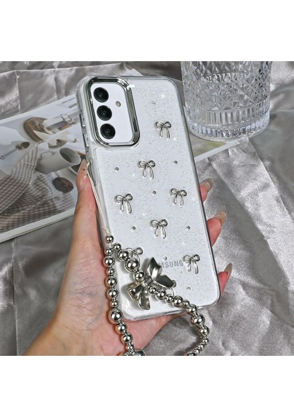 Tecno Spark 30C Kılıf Kamera Koruyucu Simli Fiyonk Desenli Kabartmalı Şeffaf Slikon Kapak fiyatları