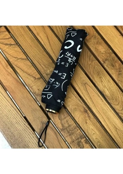Unisex Siyah Matematik Desenli Şemsiye, Şık ve Kullanışlı Yağmur Eşyası fiyatları