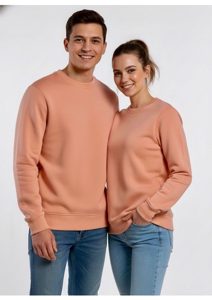 Unisex Relax Fit Rahat Kesim Pamuklu Yumusak Dokulu Içi Polarli Bisiklet Yaka Sweatshirt fiyatları