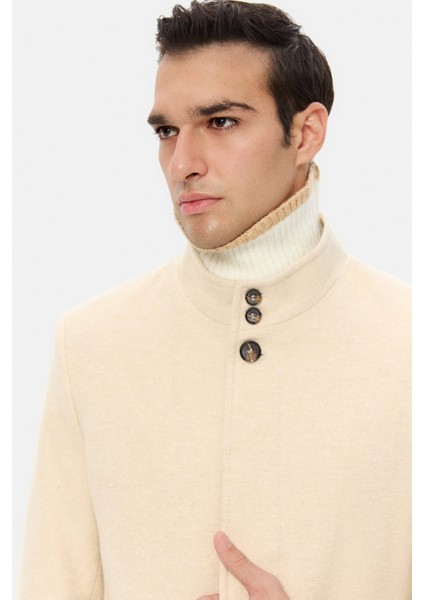 Ds Damat Regular Fit Bej Hakim Yaka Kaşe Kaban fiyatları
