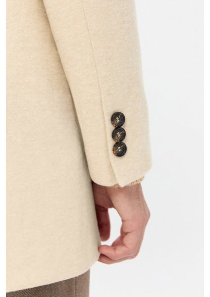 Ds Damat Regular Fit Bej Hakim Yaka Kaşe Kaban