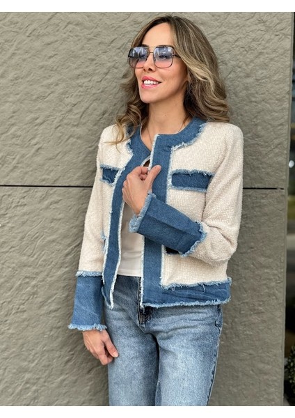 Tasarım Kot Detaylı Simli Tüvit Ceket fiyatları