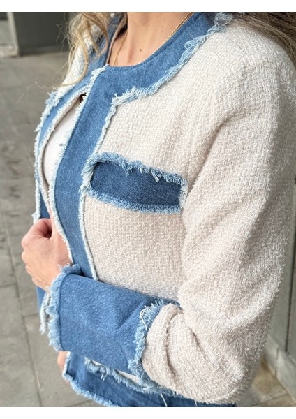 Tasarım Kot Detaylı Simli Tüvit Ceket fırsatları