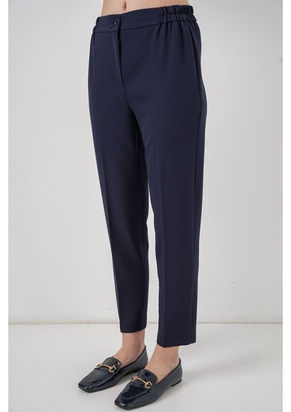 Kadın Bdart Düğmeli Yüksek Bel Kumaş Pantolon Lacivert fırsatları