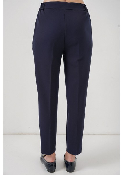 Kadın Bdart Düğmeli Yüksek Bel Kumaş Pantolon Lacivert