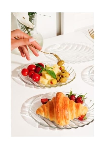 6’lı Oval Desenli Cam Kase Sunum Seti – Şık ve Dayanıklı Çerezlik, Tatlı Kasesi, Meze ve Ikramlık Sunum Tabakları