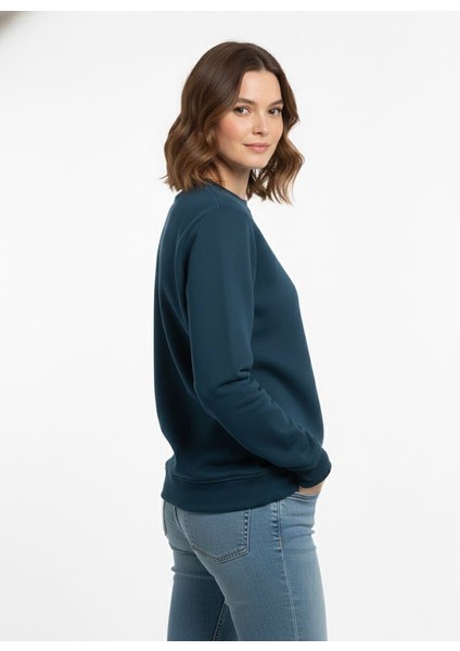 Unisex Relax Fit Rahat Kesim Pamuklu Yumusak Dokulu Içi Polarli Bisiklet Yaka Sweatshirt fırsatları