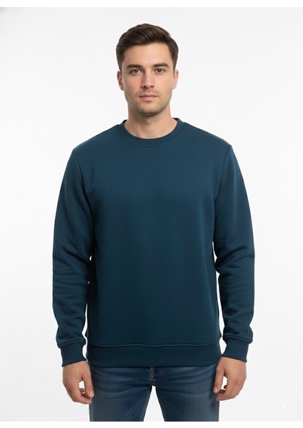 Unisex Relax Fit Rahat Kesim Pamuklu Yumusak Dokulu Içi Polarli Bisiklet Yaka Sweatshirt indirimleri