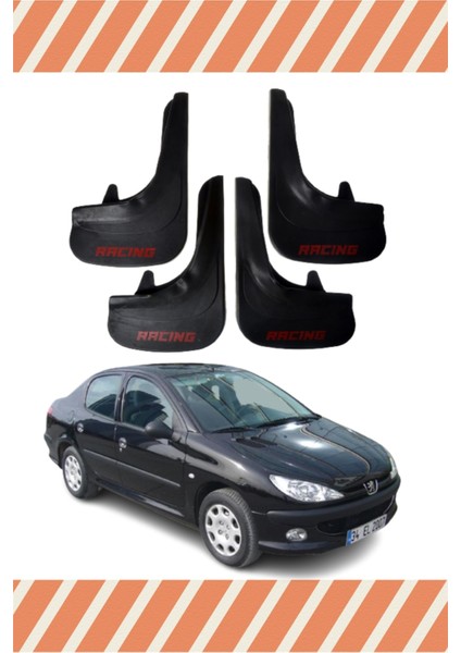 Peugeot 206 Sd Tüm Kasalar Racing Yazılı 4'lü Tozluk Çamurluk Paçalık