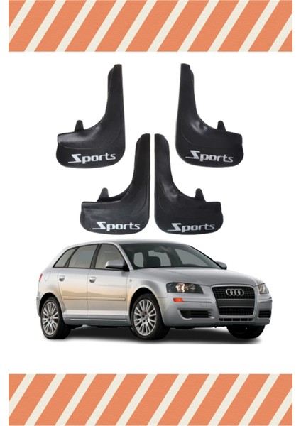 Audi A3 Uyumlu 4'lü Sports Yazılı Tozluk Çamurluk Paçalık