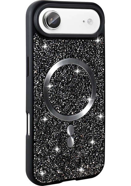 Apple iPhone 17 Air Uyumlu Magsafe Özellikli Mozaik Silikon Kapak Siyah