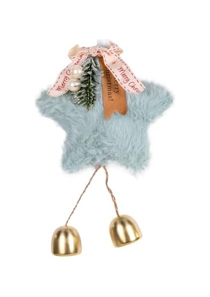 Yılbaşı Süsü Yıldız Çanlı Pudra Mavi 14X20 Cm. fiyatları