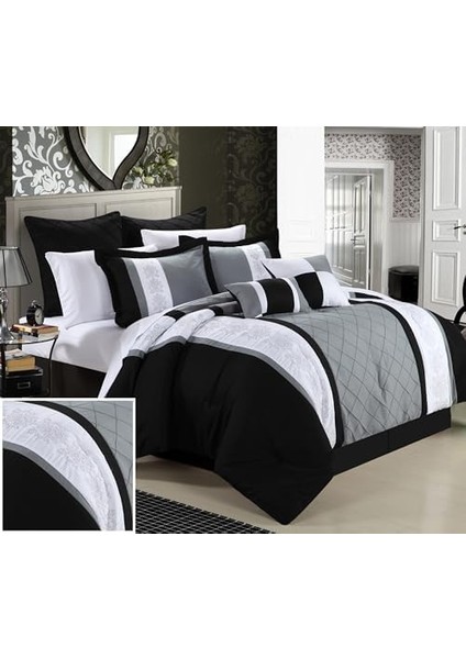 8 Parça Nakış Yorgan Seti,, Siyah fiyatları