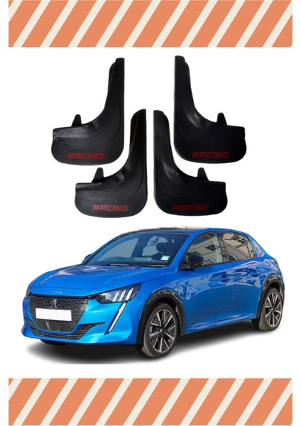 Peugeot 208 Tüm Kasalar Racing Yazılı 4'lü Tozluk Çamurluk Paçalık
