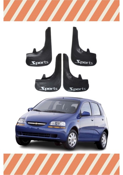 Chevrolet Aveo Hb 2005-2011 Uyumlu Sports Yazılı 4'lü Tozluk Çamurluk Paçalık