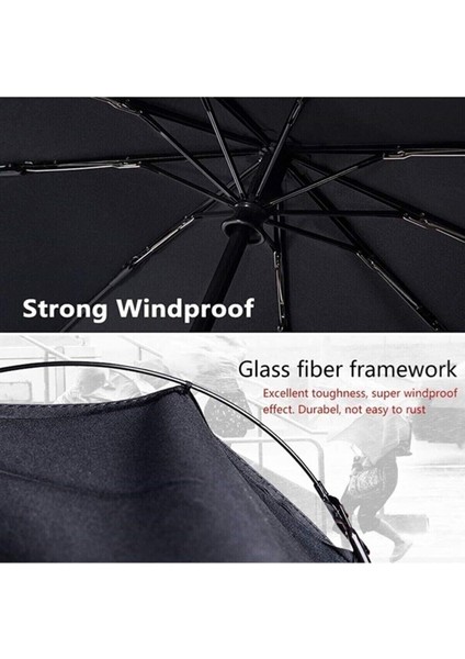 Tam Otomatik Rüzgarda Kırılmayan Su Geçirmez Siyah Şemsiye indirimleri