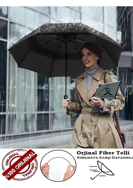 Unisex Otomatik Siyah Şemsiye, 8 Fiber Tel, Hafif ve Dayanaklı Tasarım fiyatları