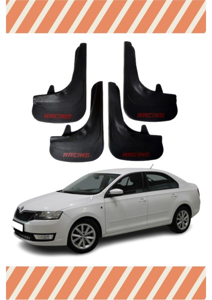 Skoda Rapid Racing Yazılı 4'lü Tozluk Çamurluk Paçalık