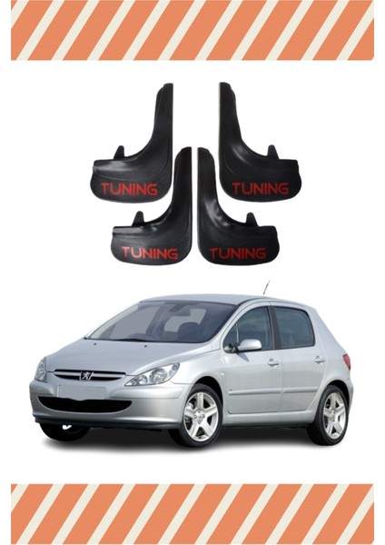 Peugeot 307 Tunıng Yazılı 4'lü Tozluk Çamurluk Paçalık