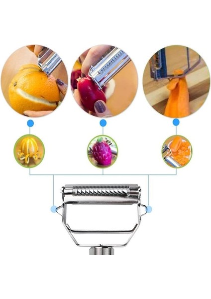 Paslanmaz Çelik Silikon Saplı Soyucu ve Jülyen Dilimleyici, 4 Yönlü Pratik Sebze Kesici, Çok Amaçlı Mutfak Dilimleyici modelleri