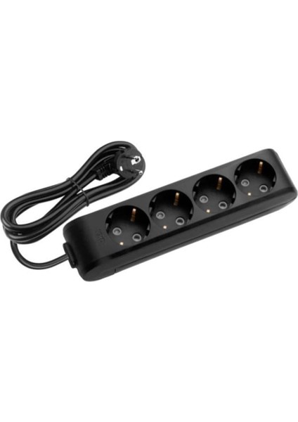 Multi-Let Siyah 4&apos;lü Topraklı Çocuk Korumalı Priz-1 Metre