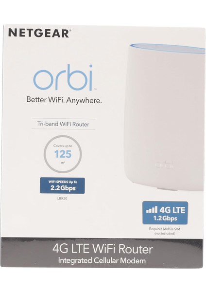 Orbi LBR20 4g Lte Router & Wlan Router, Sım Kartlı | Entegre 4g Lte Modem (CAT18) | 1200 Mbps'ye Kadar | Tri-Band Wlan AC2200 | Tüm Mobil Sağlayıcılarla Uyumlu modelleri