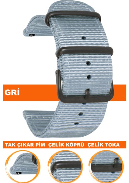 tcl mt40-mt40x akıllı çocuk saati uyumlu premıum nato kumaş tekstil saat kordonu kayışı f39cldb-gr