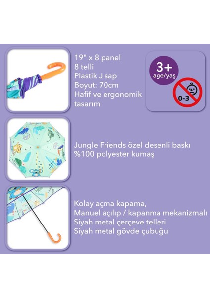 Renkli ve Dayanıklı, Unisex Çocuk Şemsiyesi, Eğlenceli Tasarım, Hafif ve Pratik fırsatları