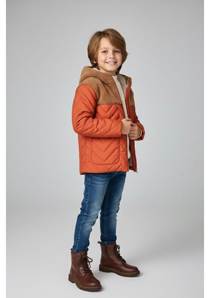 Kapitoneli, Welsoft Detaylı Erkek Çocuk Mevsimlik mont - Kiremit fiyatları