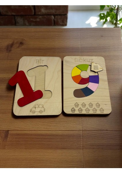 Ahşap Rakam Öğrenme Puzzle Seti, 0’dan 9’a, Renkli Puzzle, Rakam Öğrenimi, Montessori Öğrenimi