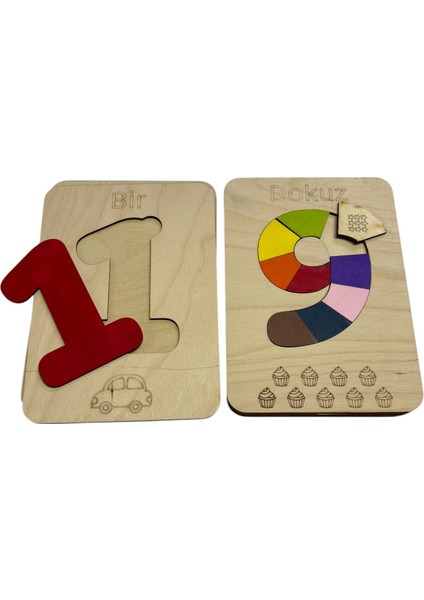 Ahşap Rakam Öğrenme Puzzle Seti, 0’dan 9’a, Renkli Puzzle, Rakam Öğrenimi, Montessori Öğrenimi modelleri