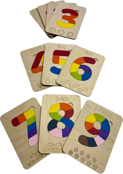 Ahşap Rakam Öğrenme Puzzle Seti, 0’dan 9’a, Renkli Puzzle, Rakam Öğrenimi, Montessori Öğrenimi fırsatları