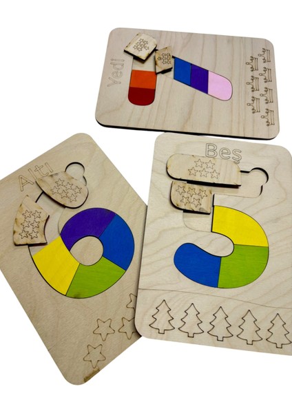 Ahşap Rakam Öğrenme Puzzle Seti, 0’dan 9’a, Renkli Puzzle, Rakam Öğrenimi, Montessori Öğrenimi indirimleri
