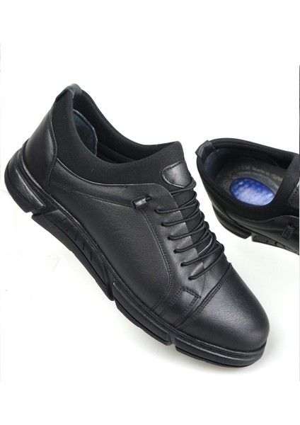 Erkek Hakiki Deri Esnek Kumaş Kaymaz Kauçuk Taban Ortopedik Ayakkabı