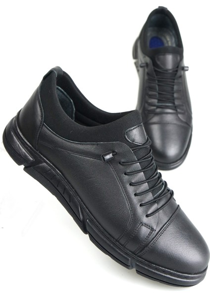 Erkek Hakiki Deri Esnek Kumaş Kaymaz Kauçuk Taban Ortopedik Ayakkabı