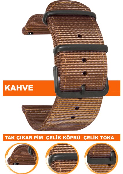 18mm-20mm-22mm-24mm saatlerle uyumlu premıum nato kumaş tekstil saat kordonu kayışı f39cldb-k