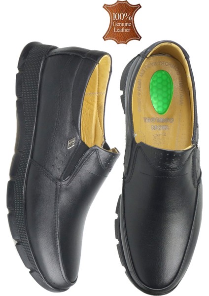 The Dortex FOTER03 Erkek Hakiki Deri Bağsız Yumuşak Ortopedik Günlük Baba Ayakkabısı