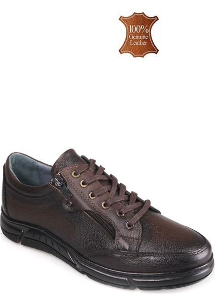 Erkek Hakiki Deri Ortopedik Kauçuk Kaymaz Taban Rahat Günlük Ayakkabı