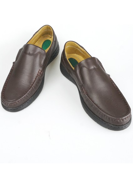 Erkek Hakiki Deri Kenarı Dikişli Jel Taban Ortopedik Baba Ayakkabısı modelleri