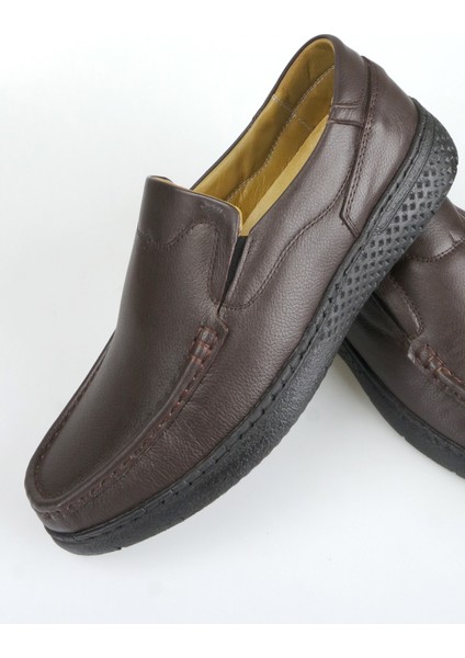 Erkek Hakiki Deri Kenarı Dikişli Jel Taban Ortopedik Baba Ayakkabısı fırsatları