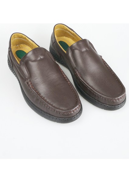 Erkek Hakiki Deri Kenarı Dikişli Jel Taban Ortopedik Baba Ayakkabısı