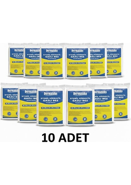 Steril Hidrofil Gazlı Bez 30X80CM (2 Adet 30X40CM) Emici Spanc - 10 Adet